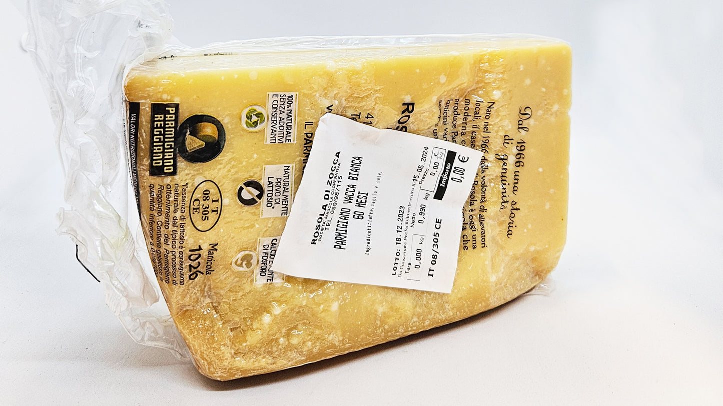 Parmigiano Reggiano Vacca Bianca 60 mesi Caseificio di Rosola trancio da 1,00 kg