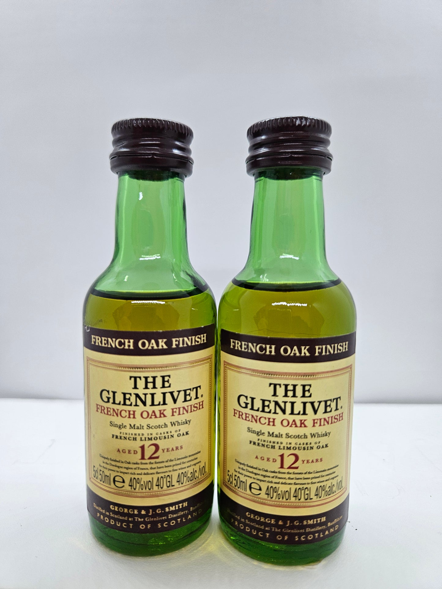 5 miniature The Glenlivet 12/18 years old scotch whisky