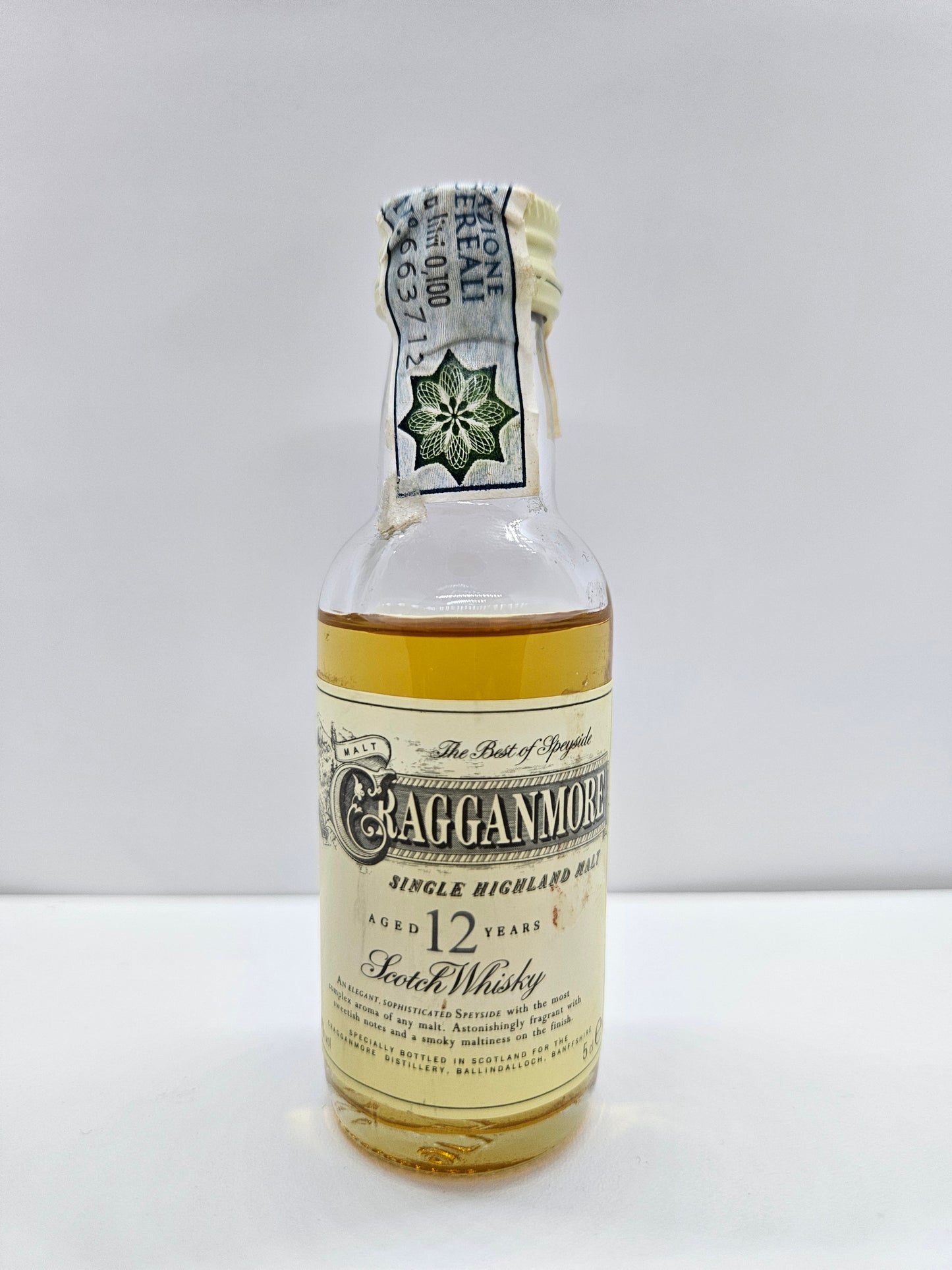 Cragganmore 12 years old Highland single malt Scotch Whisky miniature/mignon