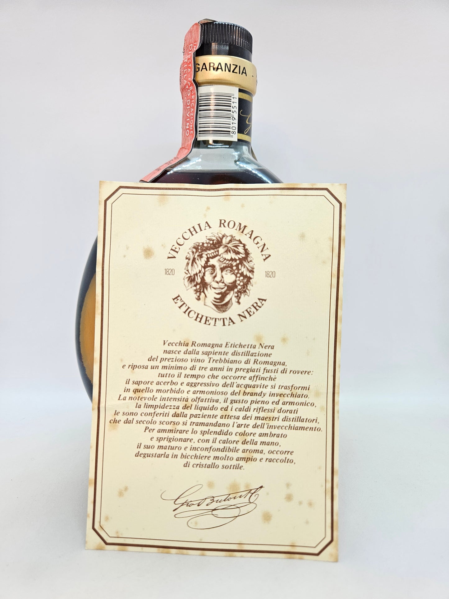 Luciano Pavarotti Vecchia Romagna etichetta nera brandy