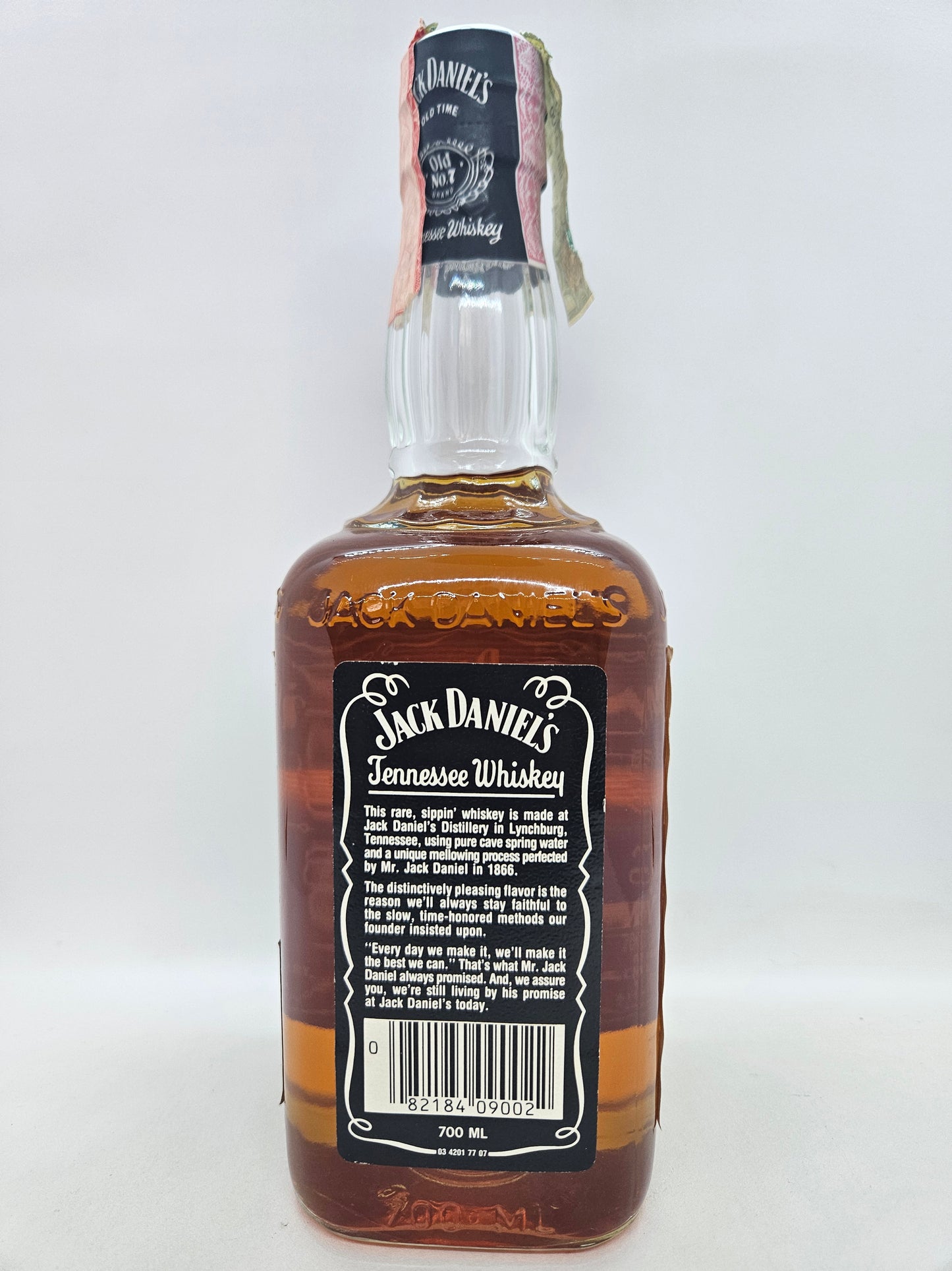 Jack Daniel's Old No. 7 Tennessee sour mash whiskey 1989