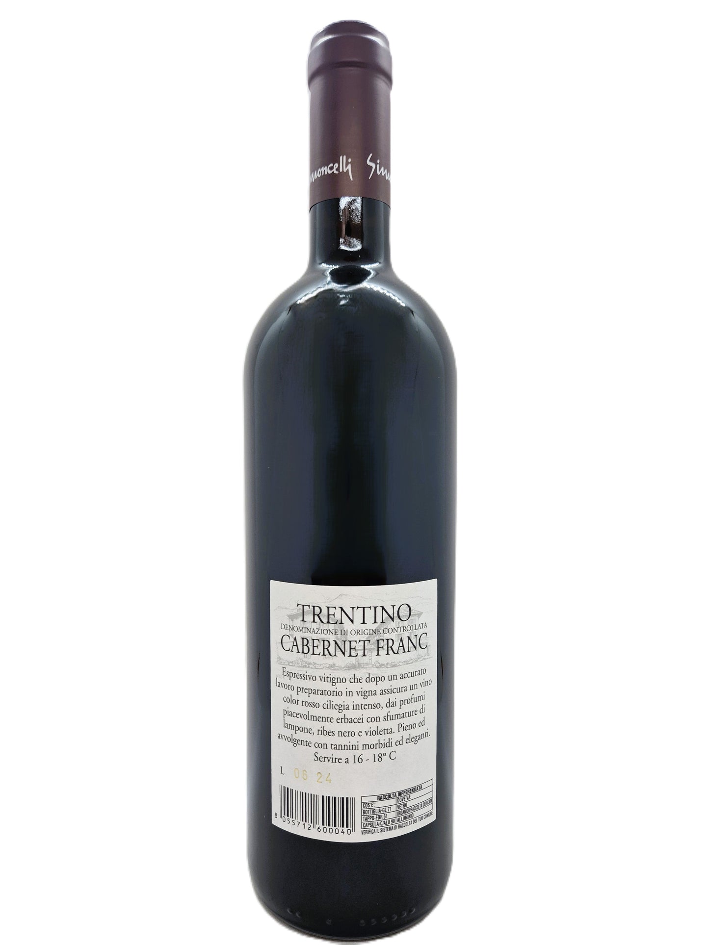 Cabernet Franc Trentino doc 2022 Az. Agr. Armando Simoncelli