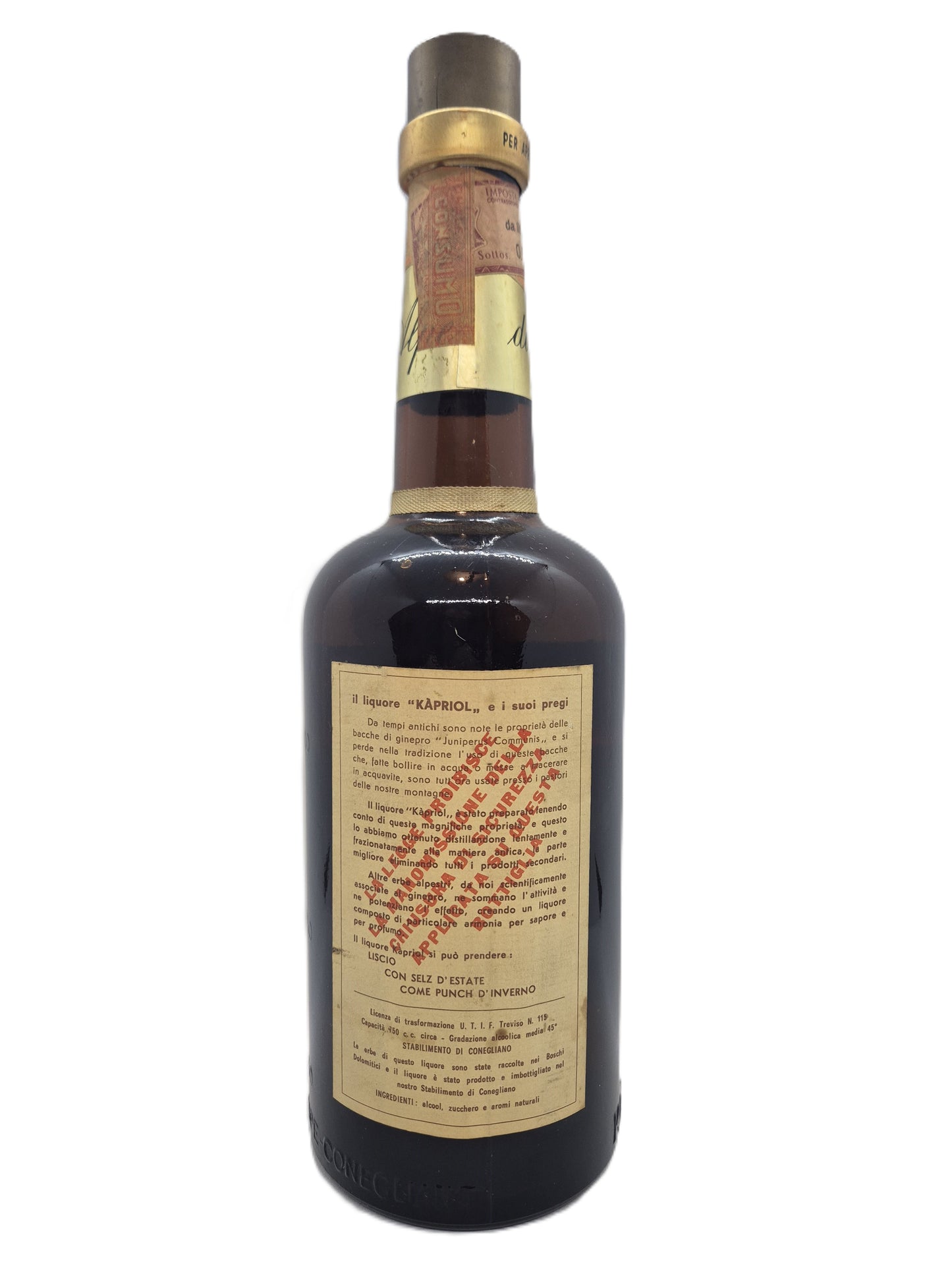 Kapriol liquore alle erbe di montagna Distilleria dell'Alpe