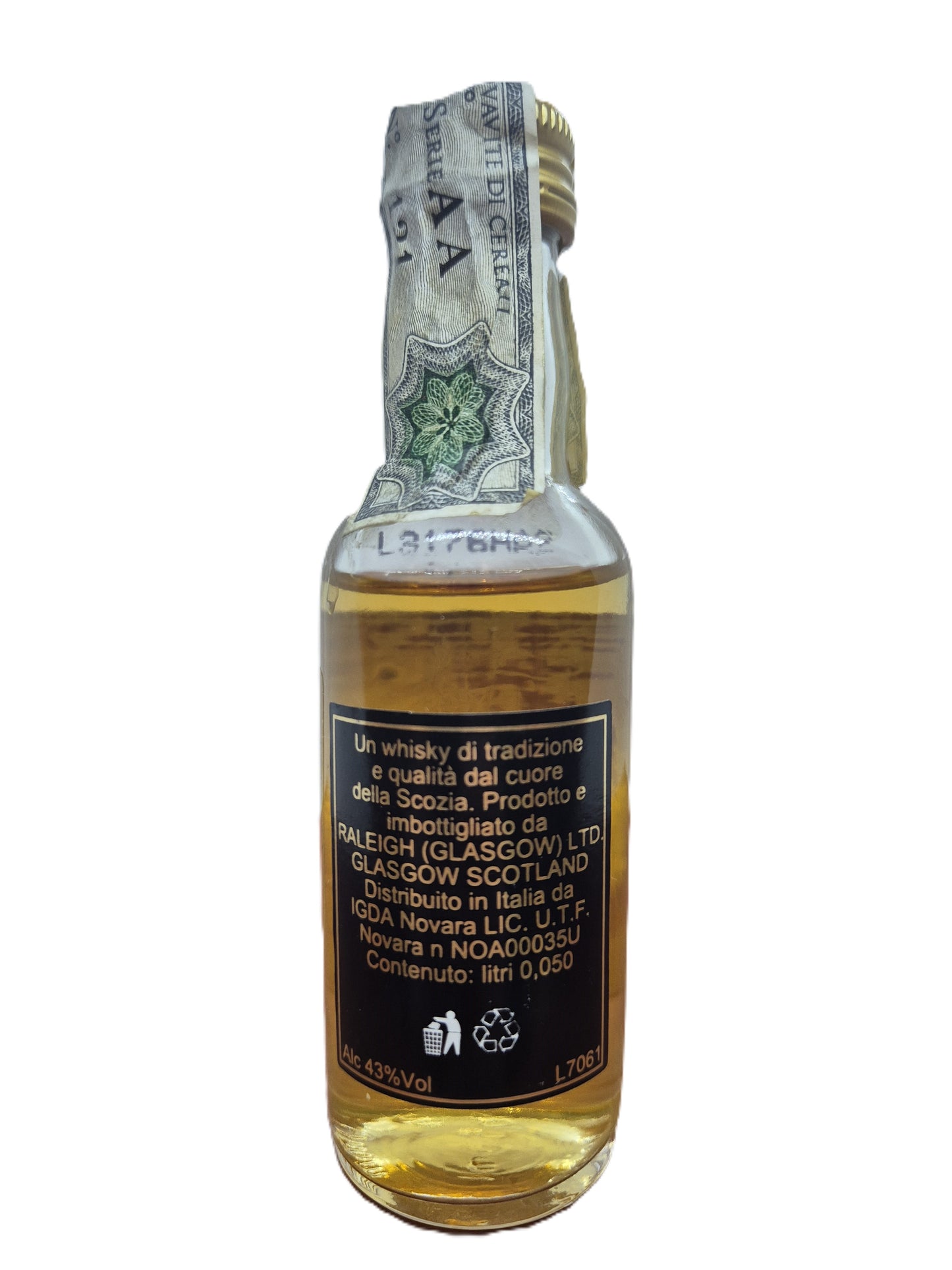 Sir Walter Raleigh scotch whisky miniature/mignon