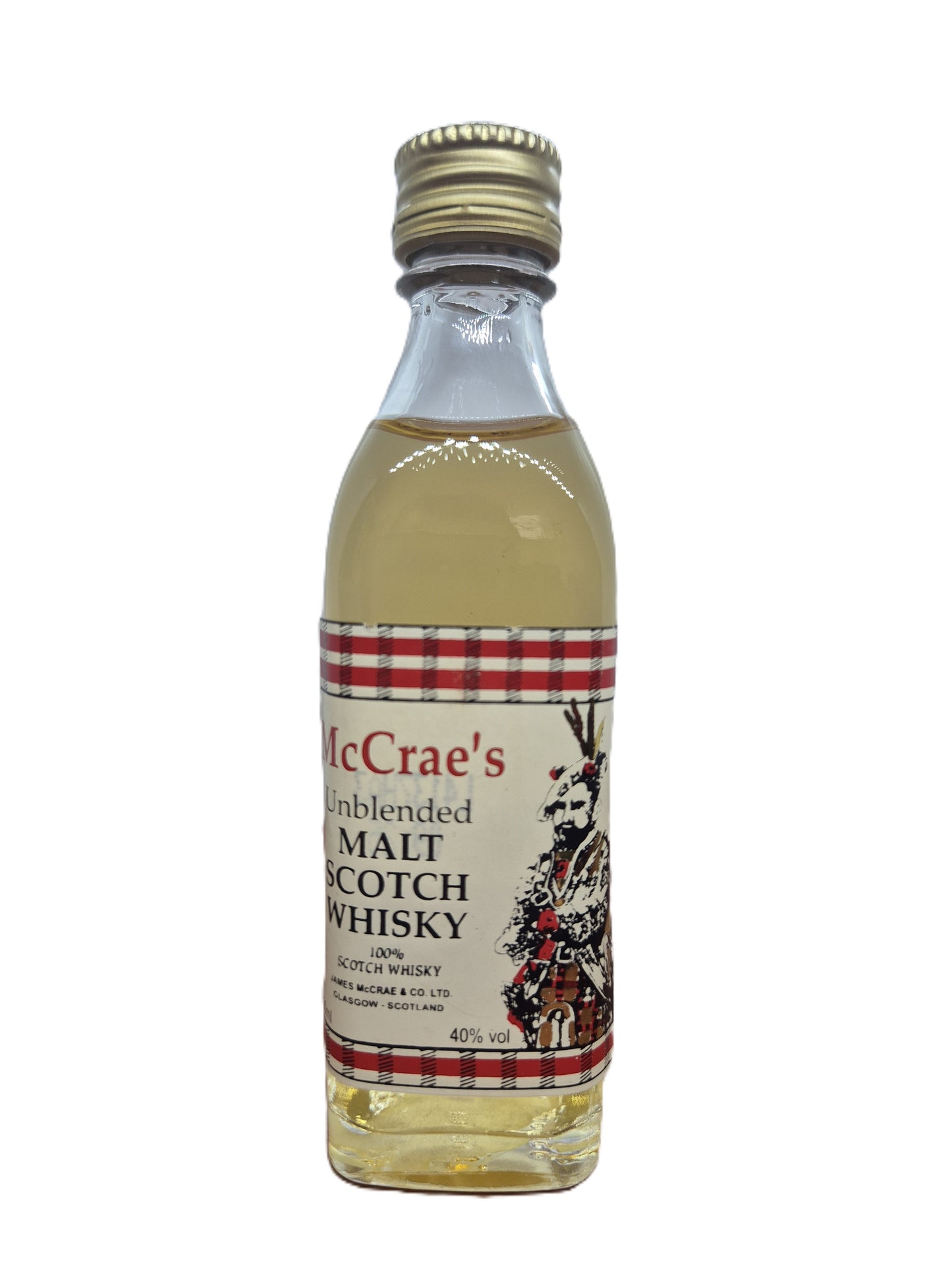 McCrae's unblended malt scotch whisky miniature/mignon