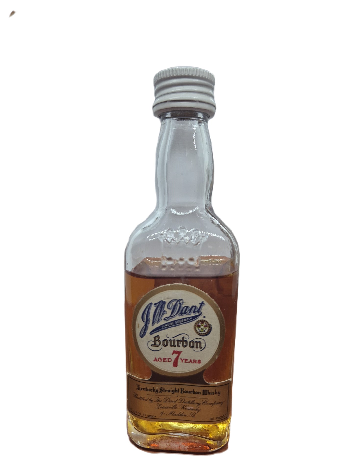 J.W. Dant aged 7 years Kentucky Straight Bourbon Whiskey miniature/mignon