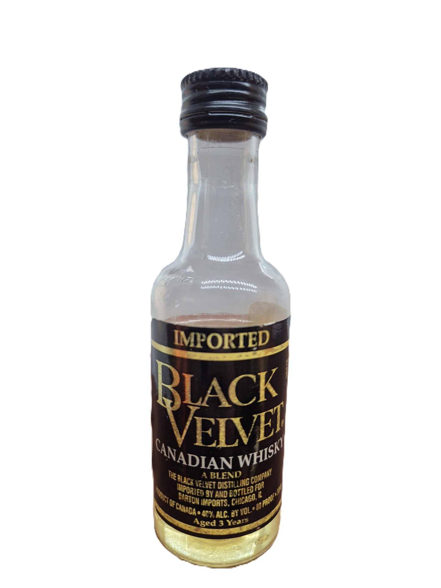 Black Velvet aged 3 years Blended canadian whisky miniature/mignon