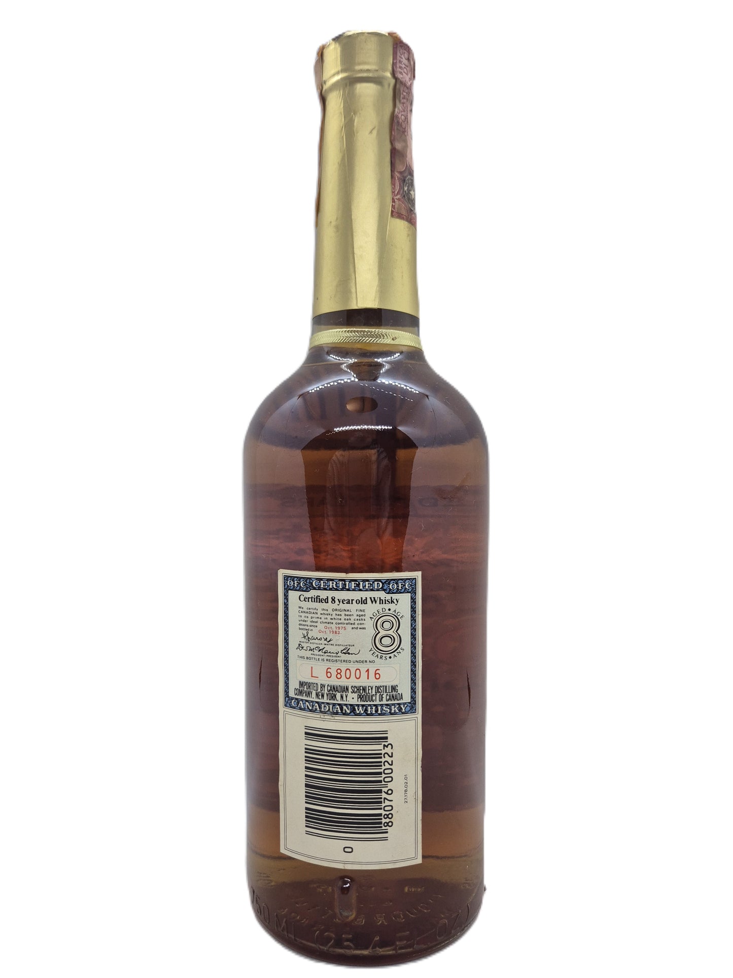 O.F.C. Schenley aged 8 years canadian whisky