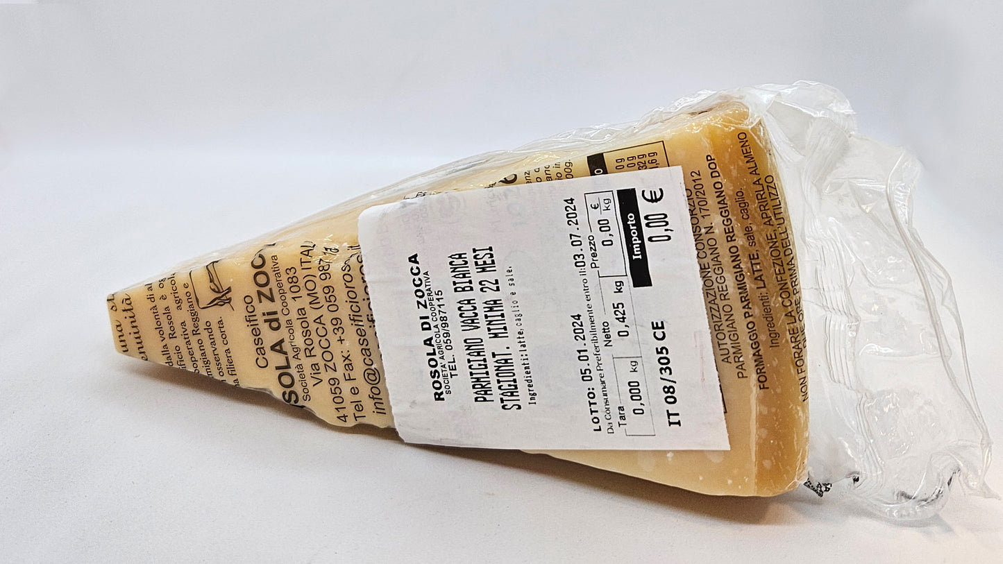 Parmigiano Reggiano Vacca Bianca 22 mesi Caseificio di Rosola trancio da 0,50 kg