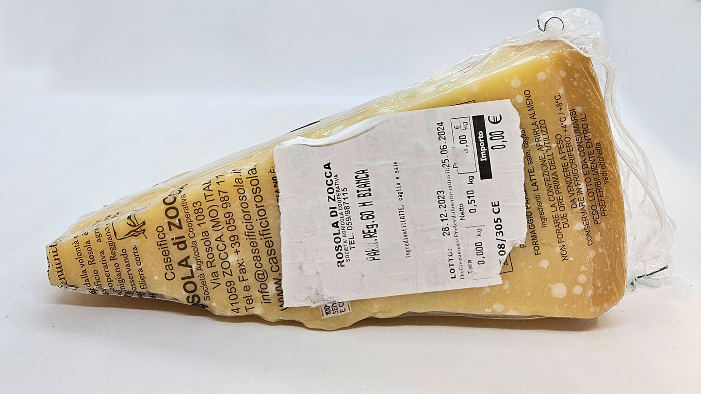 Parmigiano Reggiano Vacca Bianca 60 mesi Caseificio di Rosola trancio da 0,50 kg