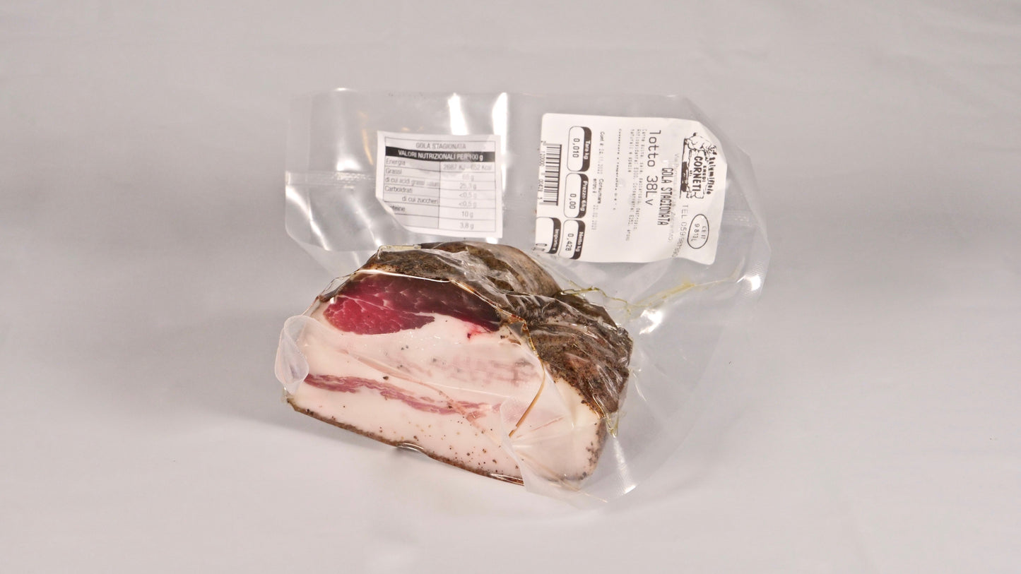 Gola stagionata speziata di montagna Salumificio Eredi Corneti Zocca trancio da 1,000 kgs
