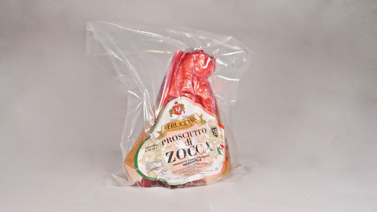 Prosciutto crudo di Zocca trancio da 2,400 kgs, stagionatura 28 mesi. Prosciuttificio Verucchia