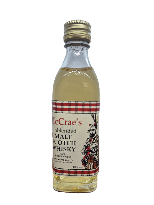 McCrae's unblended malt scotch whisky miniature/mignon