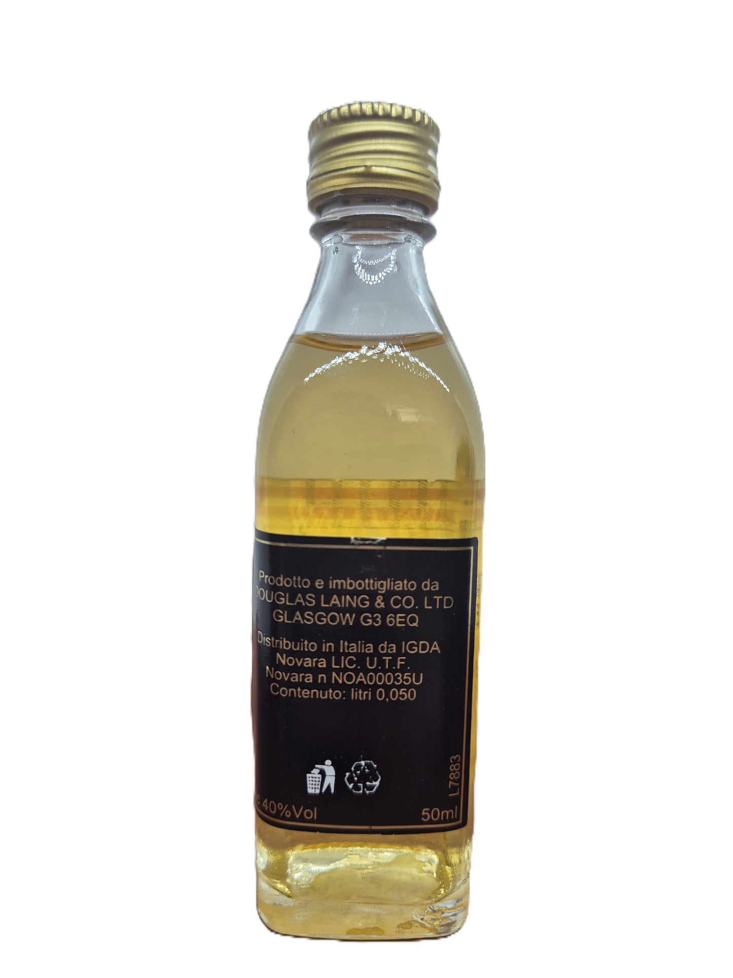 McCrae's unblended malt scotch whisky miniature/mignon