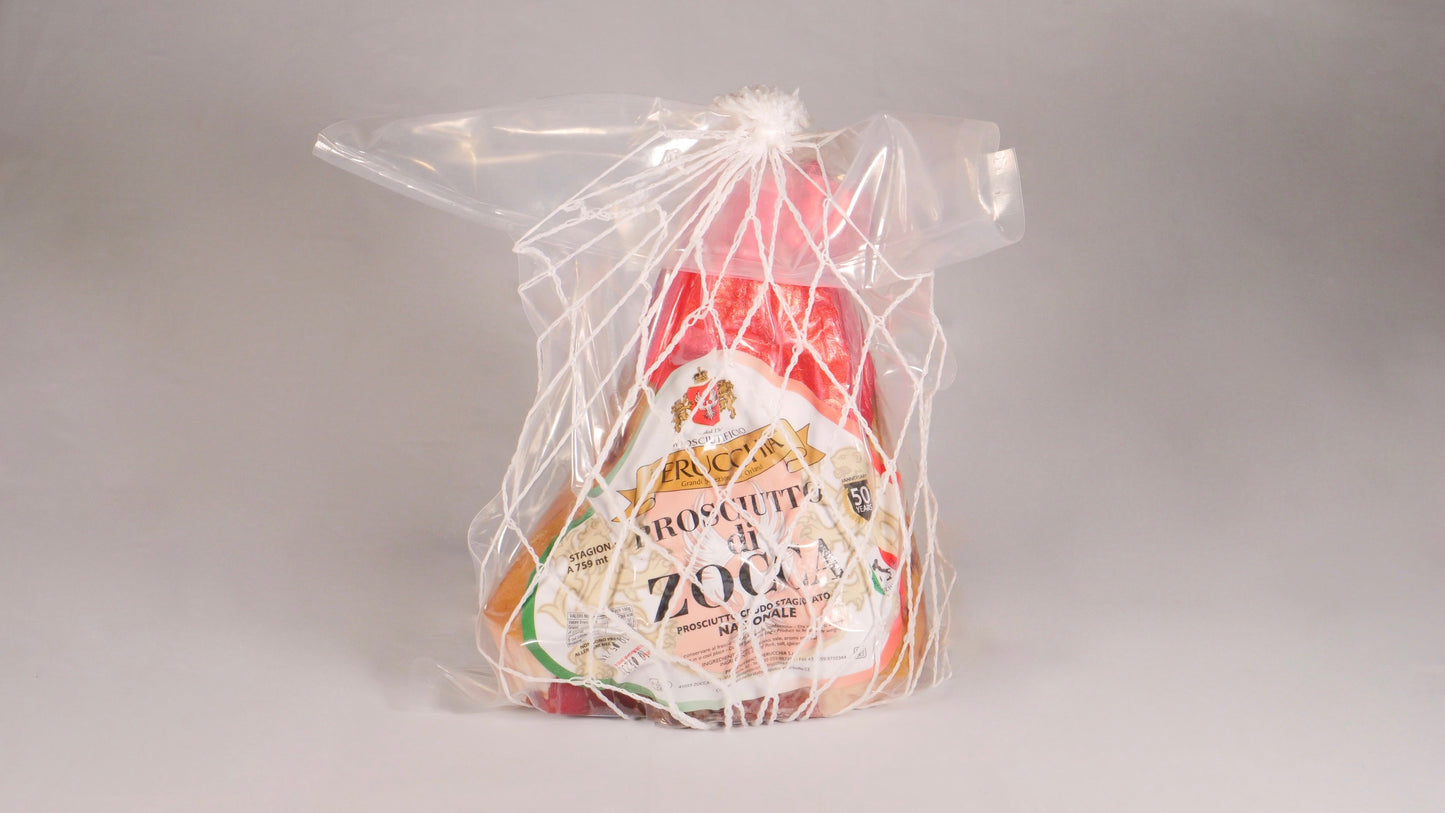 Prosciutto crudo di Zocca trancio da 2,400 kgs, stagionatura 28 mesi. Prosciuttificio Verucchia